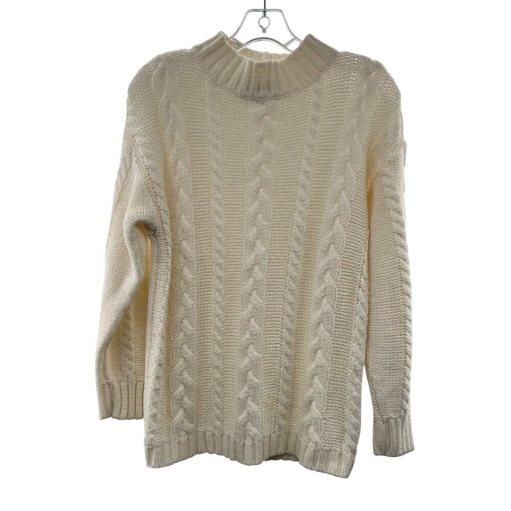 Newcomer Women's Cable Knit Sweater Long Sleeve Cream Size Small